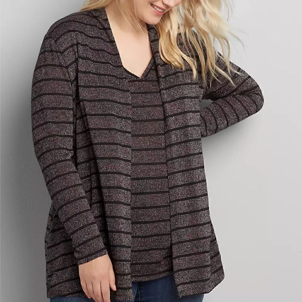 10W 12W Silver Metallic Open Front Cardigan Layers